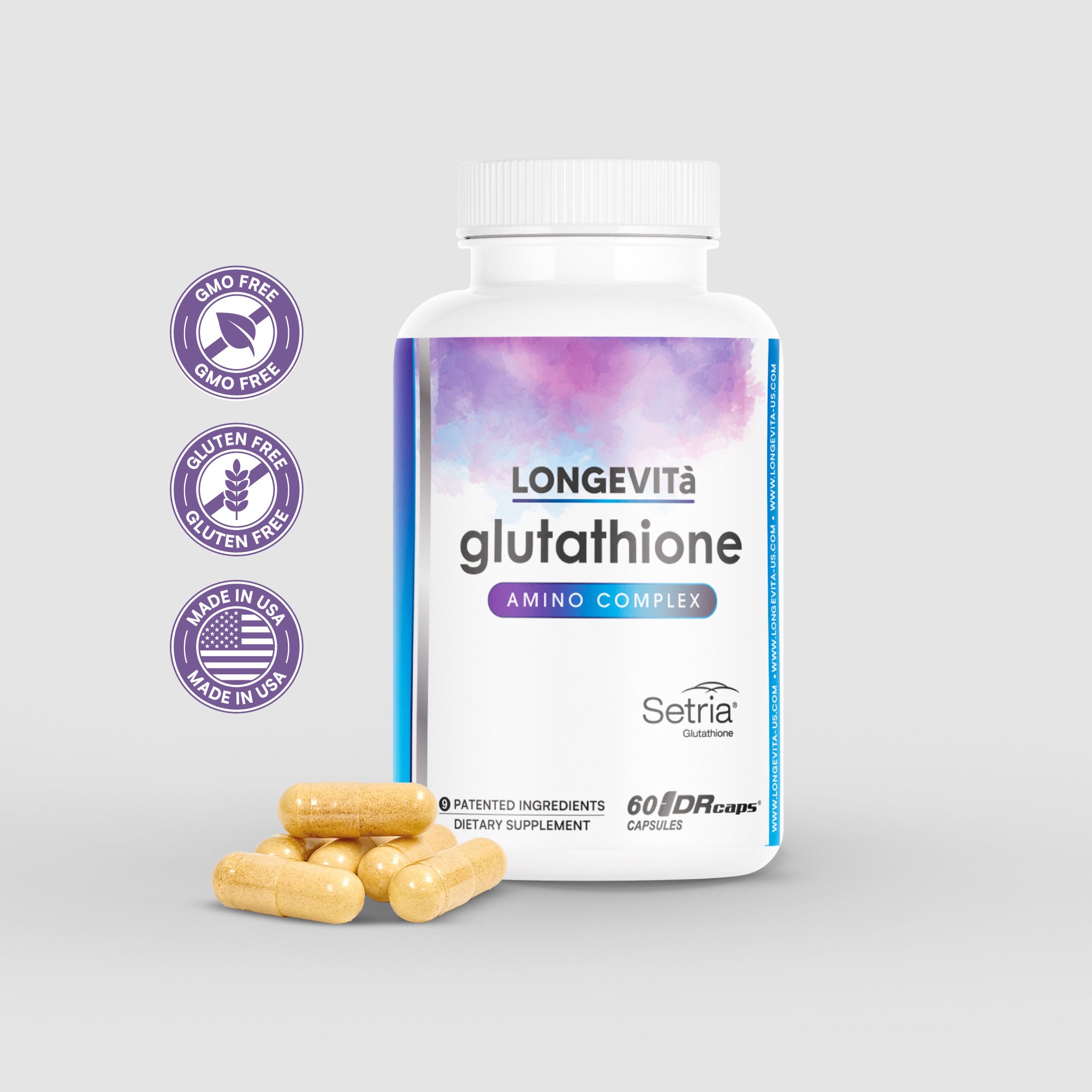 Glutathione Amino Complex with Setria®, Meriva® Curcumin & NAC – Antioxidant Support for Liver Detox and Immune Health