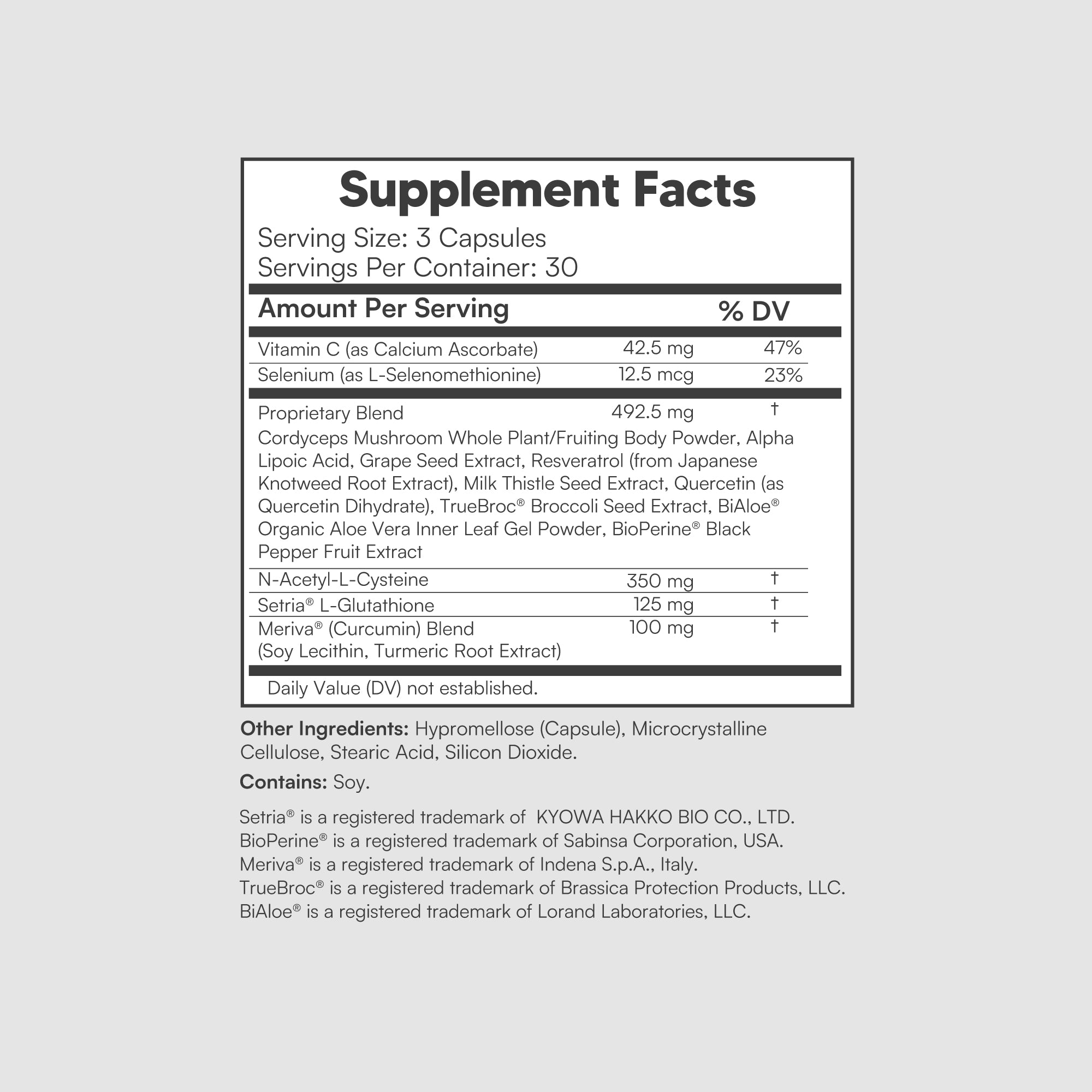 Glutathione Amino Complex – Setria® L-Glutathione, NAC & Meriva® Curcumin